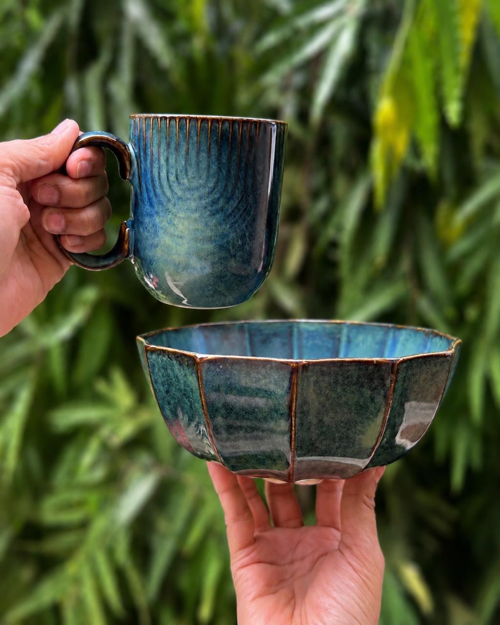 The Azure Harmony Mug & Bowl Set