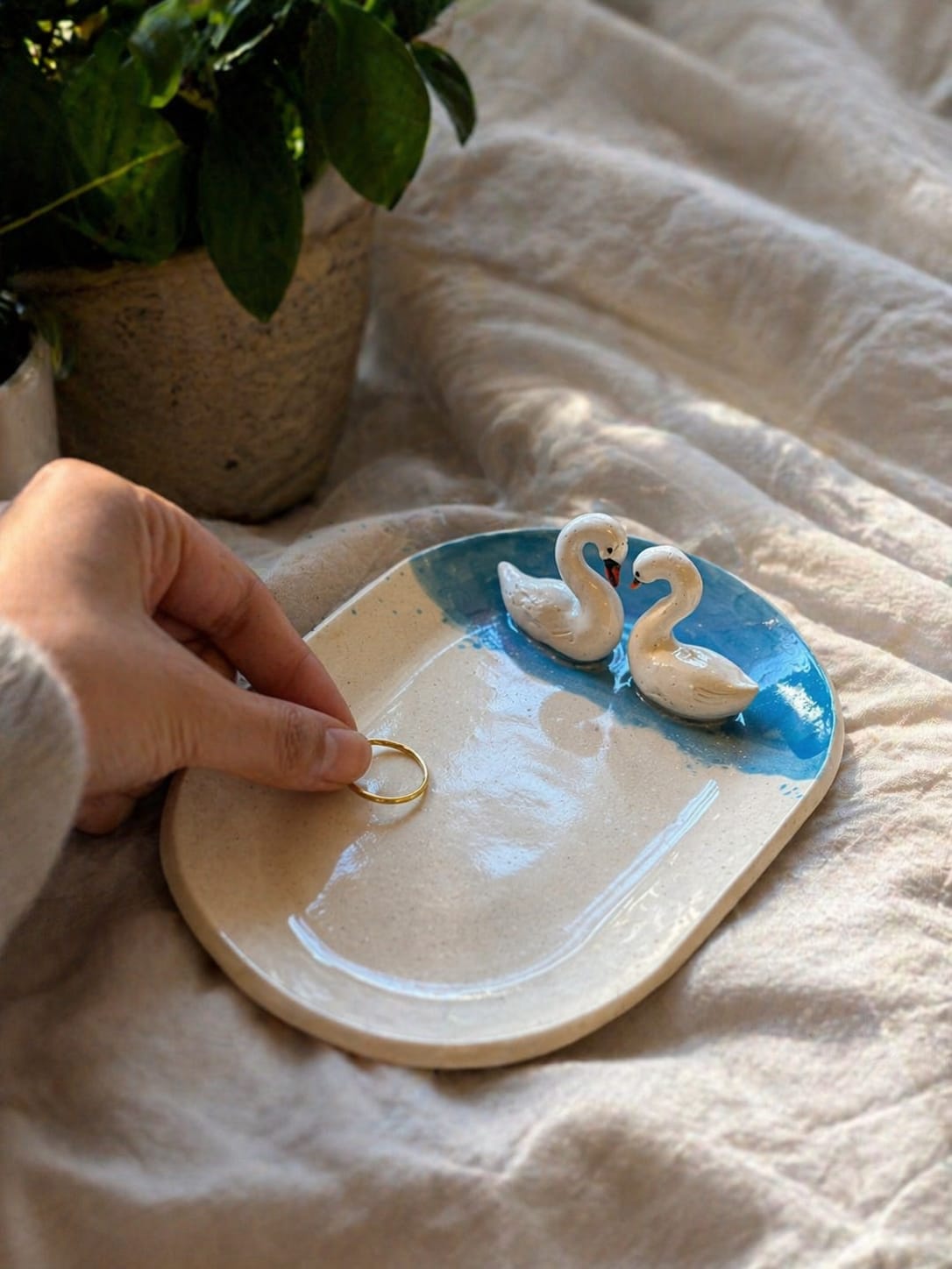 swan trinket dish
