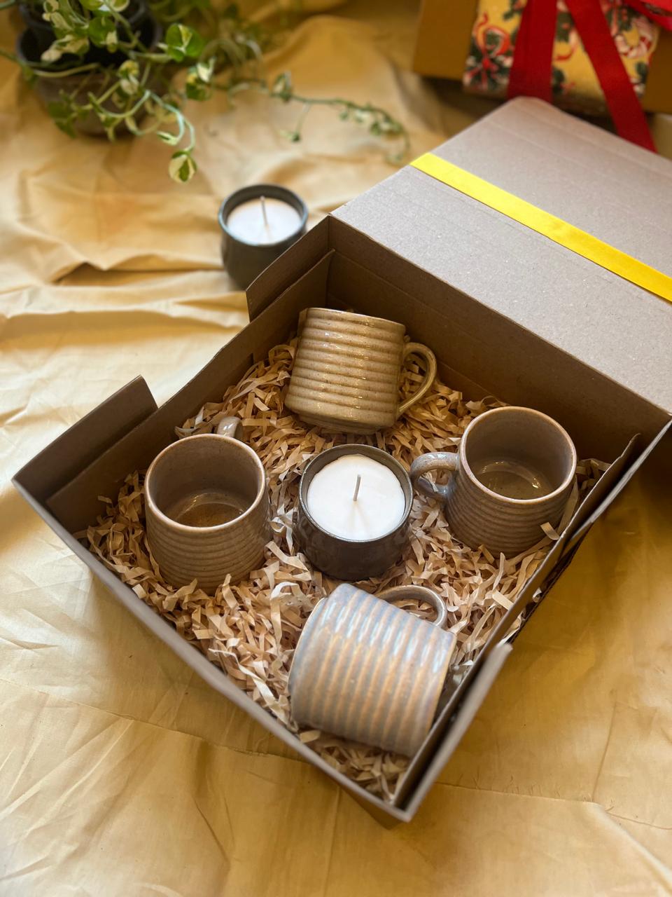 Handmade Ceramic Mug Gift Set with Scented Candle