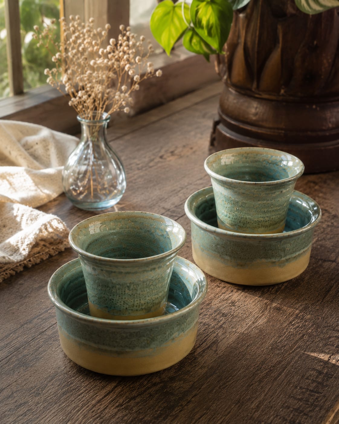 Sand & Sea Collection - Handcrafted South Indian Filter Coffee Tumbler & Dabara