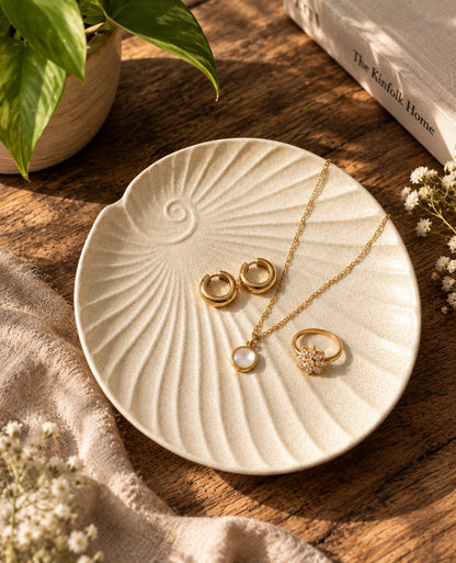 Handcrafted Ceramic Shell Spiral Appetiser Plate - Artisan appetiser & Dessert Plate.