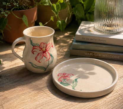 A Little Joy - Hand Painted Hibiscus Mug & Cookies Plate