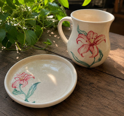 A Little Joy - Hand Painted Hibiscus Mug & Cookies Plate