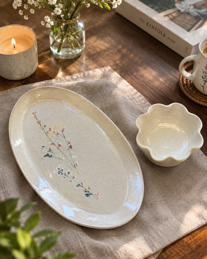 The Baby’s Breath Pressed Platter & Petal Bowl Set