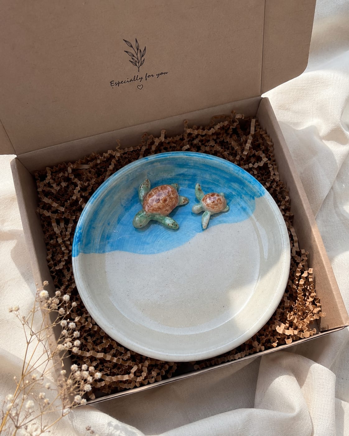 Handmade Sea Turtle Keepsake Dish - Coastal Ceramic Jewellery Dish.