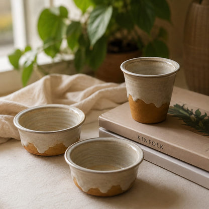 Milk Over Coffee Collection - Handmade Ceramic Filter Coffee Dabara Set.