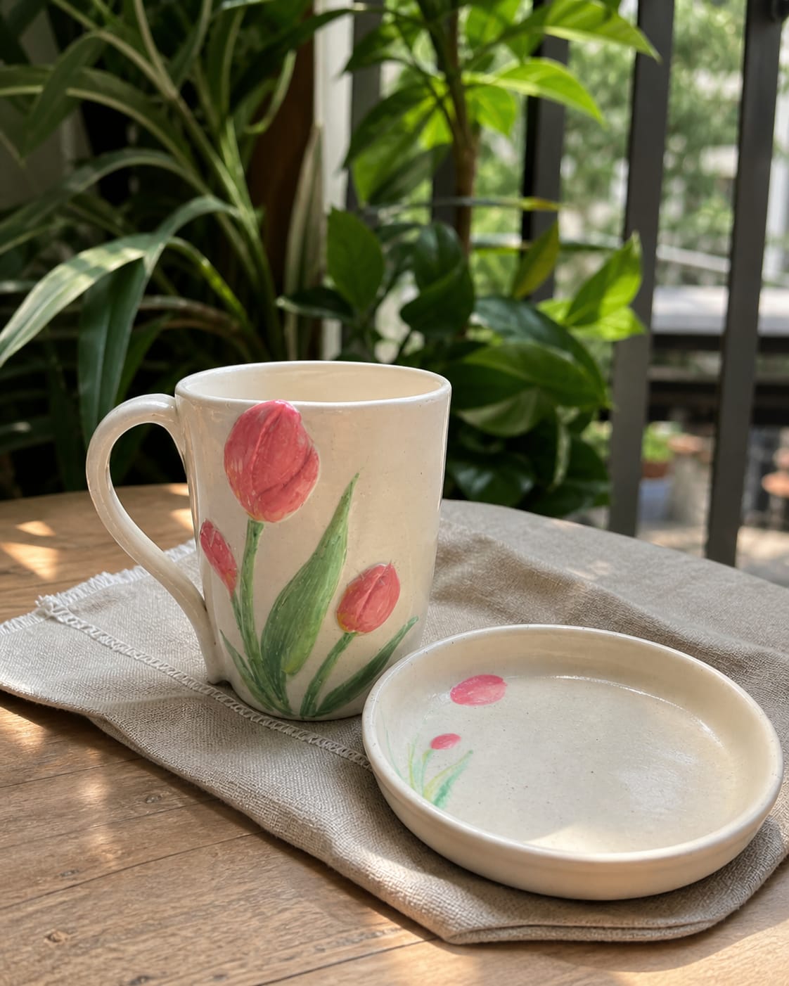 Handmade Tulip Mug & Cookie Plate Gift Set