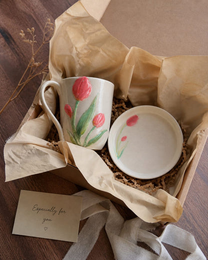 Handmade Tulip Mug & Cookie Plate Gift Set