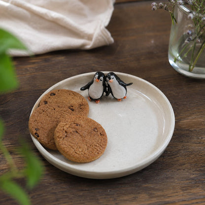 Handcrafted penguine mug & cookie plate set