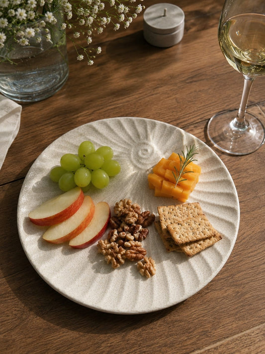 Handcrafted Ceramic Shell Spiral Appetiser Plate - Artisan appetiser & Dessert Plate.