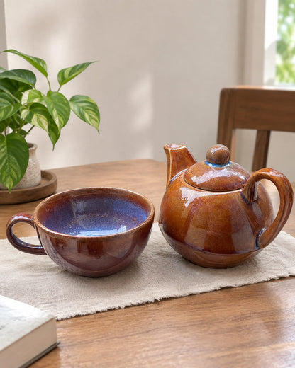 The Nesting Tea Set - Handcrafted Ceramic Teapot & Cup for One