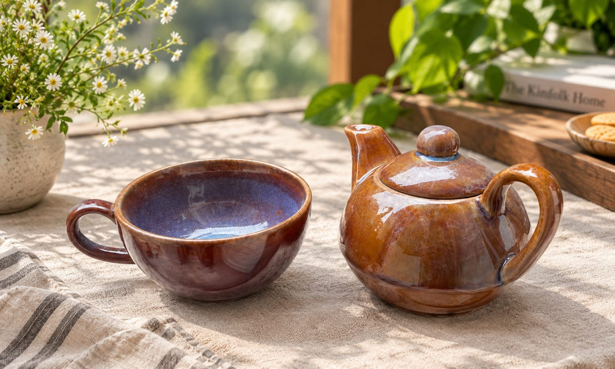 The Nesting Tea Set - Handcrafted Ceramic Teapot & Cup for One