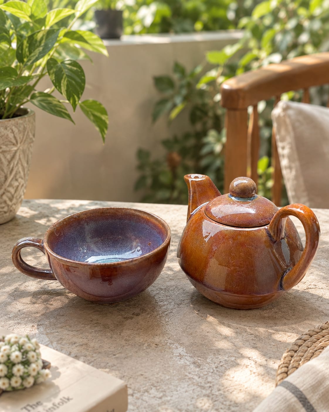 The Nesting Tea Set - Handcrafted Ceramic Teapot & Cup for One