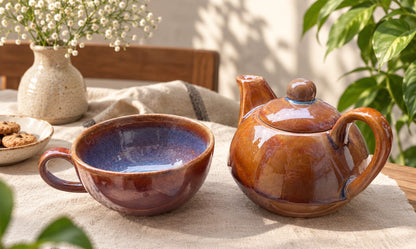 The Nesting Tea Set - Handcrafted Ceramic Teapot & Cup for One