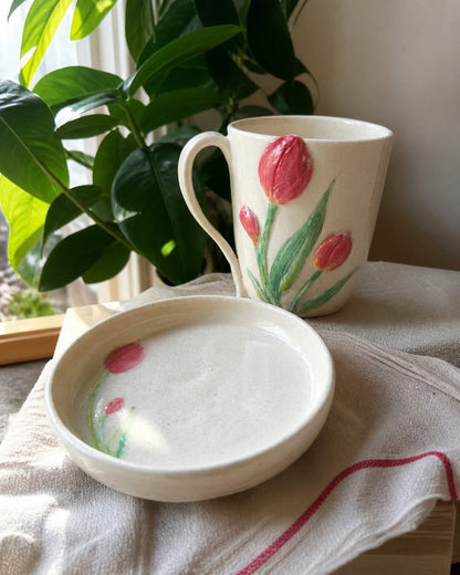 Handmade Tulip Mug & Cookie Plate Gift Set