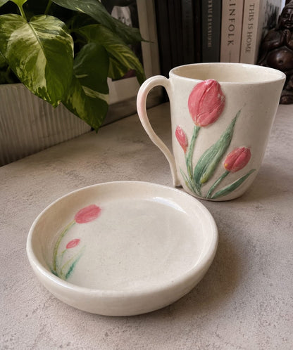 Handmade Tulip Mug & Cookie Plate Gift Set