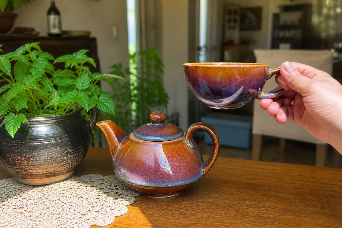 The Nesting Tea Set - Handcrafted Ceramic Teapot & Cup for One