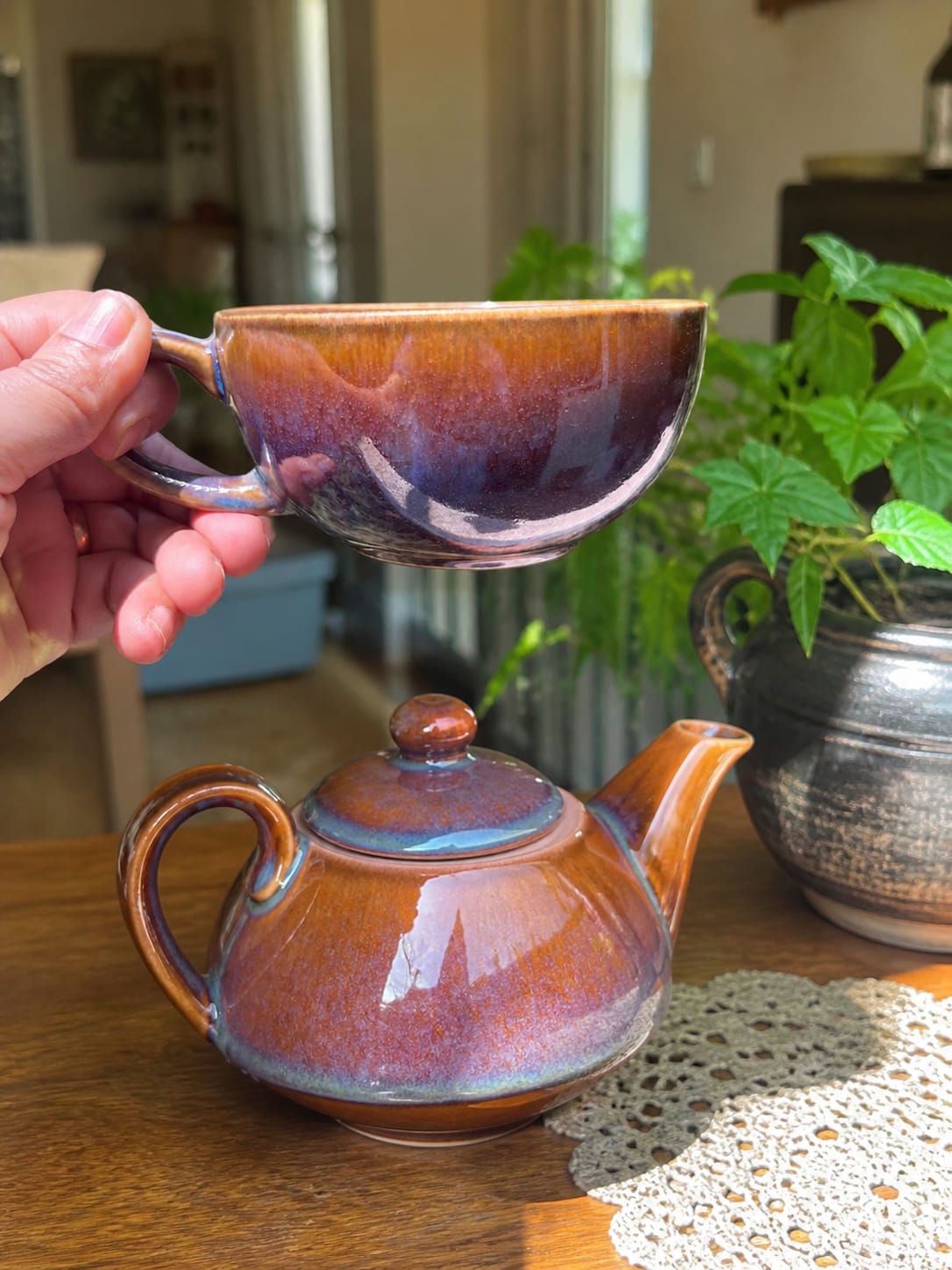 The Nesting Tea Set - Handcrafted Ceramic Teapot & Cup for One